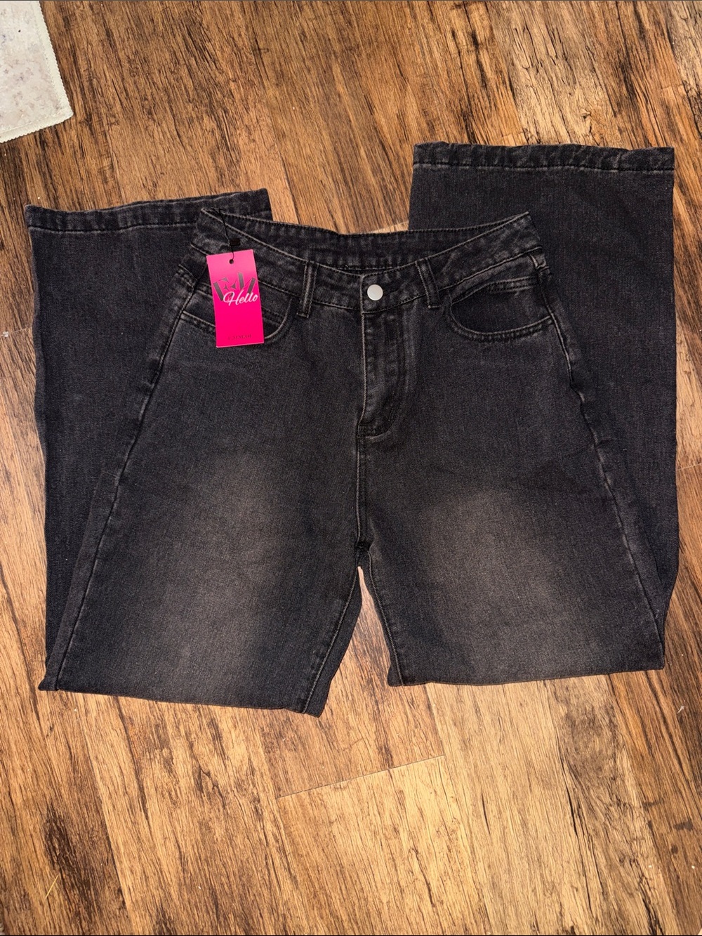Emmiol Relaxed Black Washed Jeans - Holo Tag